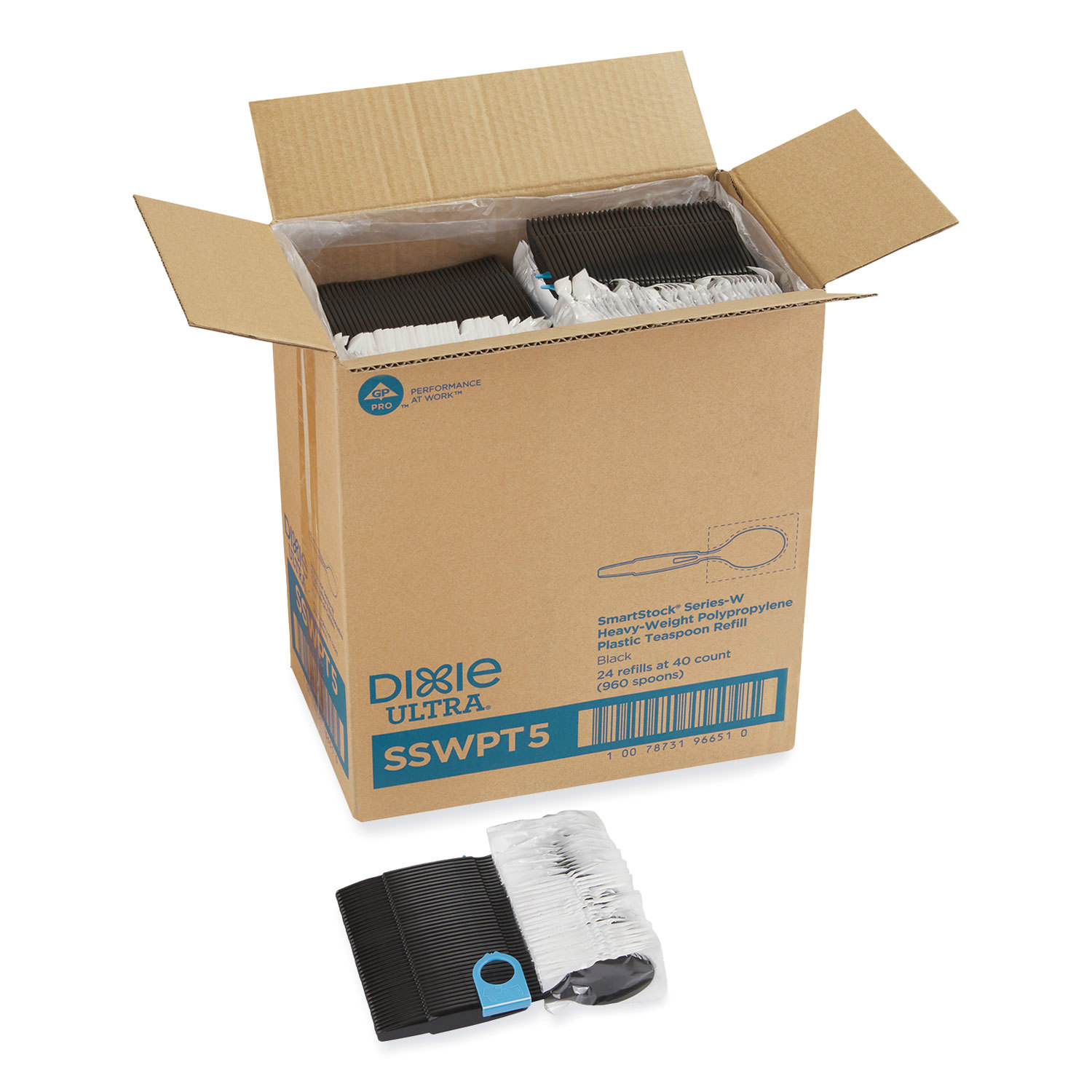 Paper & Plastic Cups, Plates, Bowls & Utensils; Flatware Type: Soup Spoon ; Color: Black ; For Use With: SSW1D85; SSW3D85 Dispenser ; UNSPSC Code: 0052152006